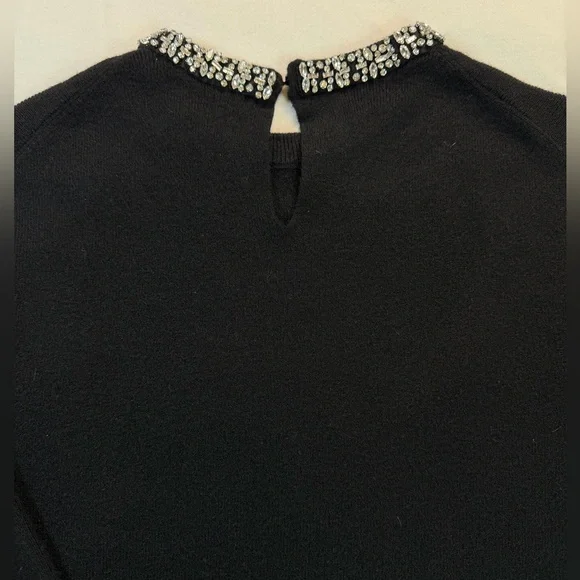 Zara Jewel Neck Black Knit Sweater Small EUC - Picture 8 of 13